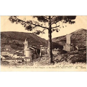 1910- LA TURBIE. - L'Église et la Tour d'Auguste- La Turbie, France Postcard